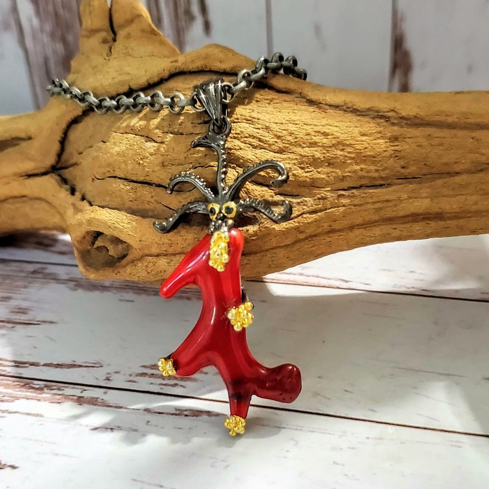 Antique Red Coral Seascape Necklace - Picture 4 of 5
